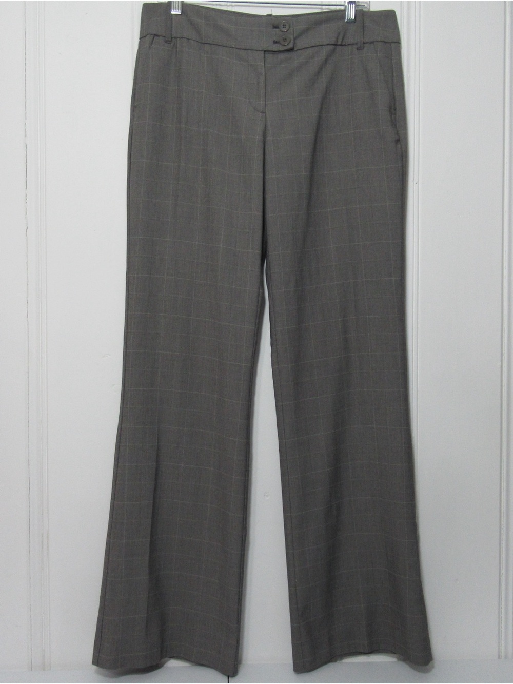 New York & Company Gray Window Pane Wide Leg Trouser Pants Size 6 Tall